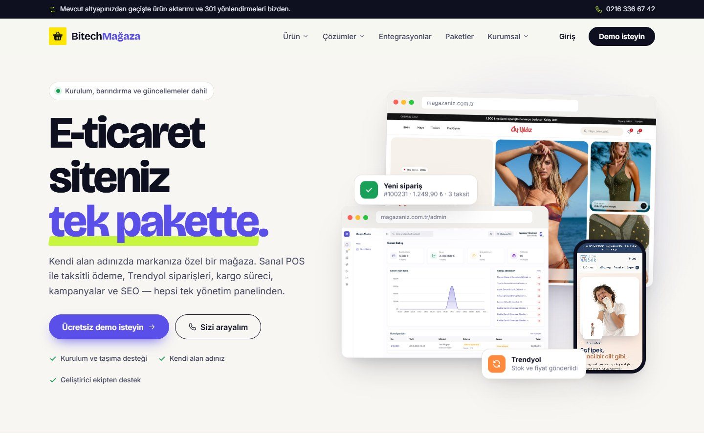 Bitech Mağaza e-ticaret altyapısı ana sayfası