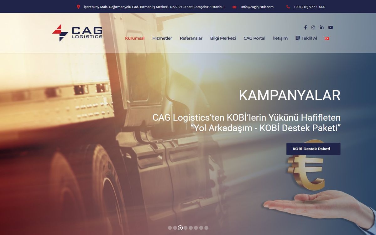 CAG Logistics web sitesi