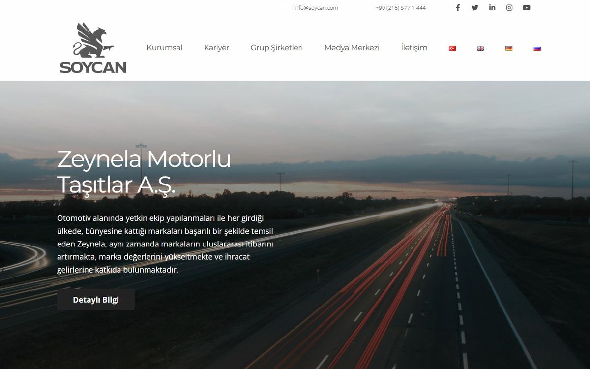 Soycan Şirketler Grubu web sitesi